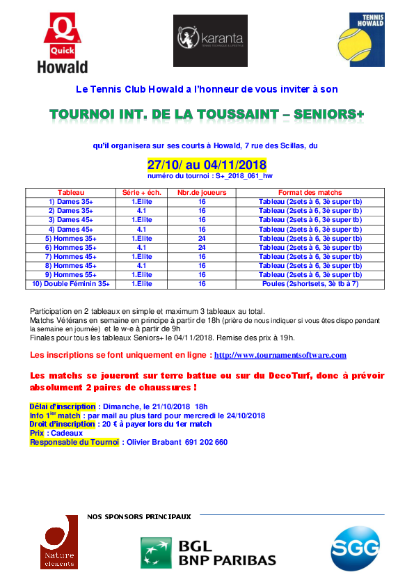 Affiche Tournoi international de la Toussaint Seniors + hw