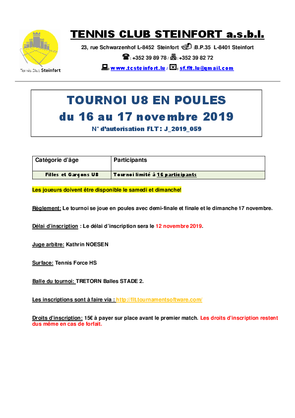 tournoi U8 novembre 2019
