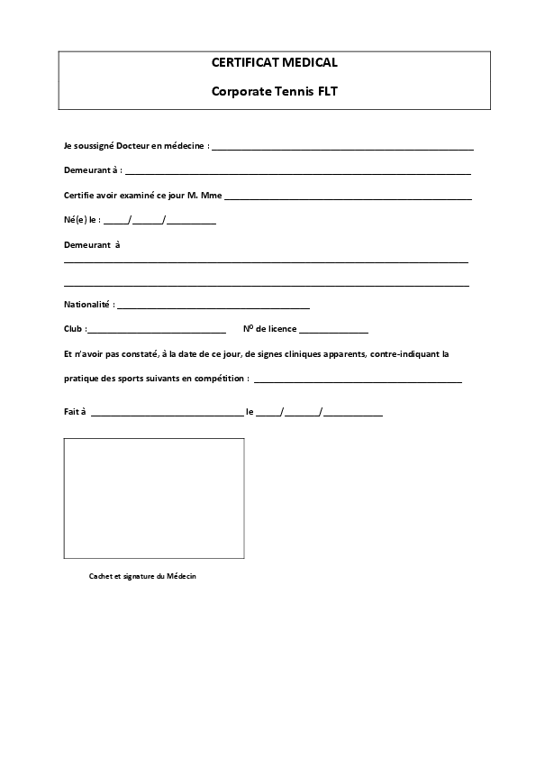 Certificat Médical - Corporate