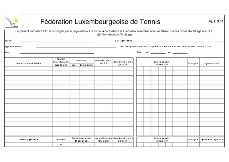 FLT 011 - Indemnisation Arbitres