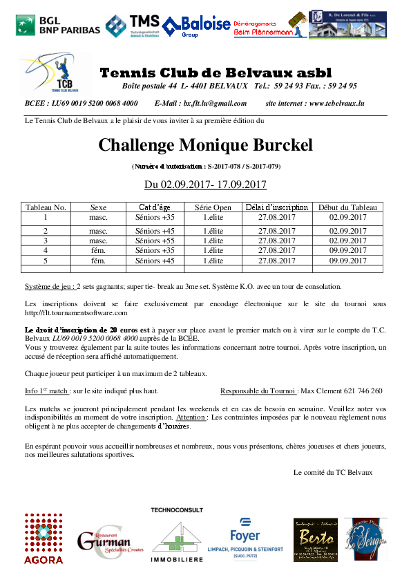 Challenge Monique Burkel 2017 - TC Belvaux
